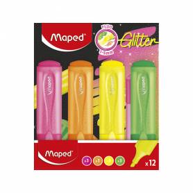 Rotulador maped fluorescente glitter blister de 12 unidades colores surtidos - 740248