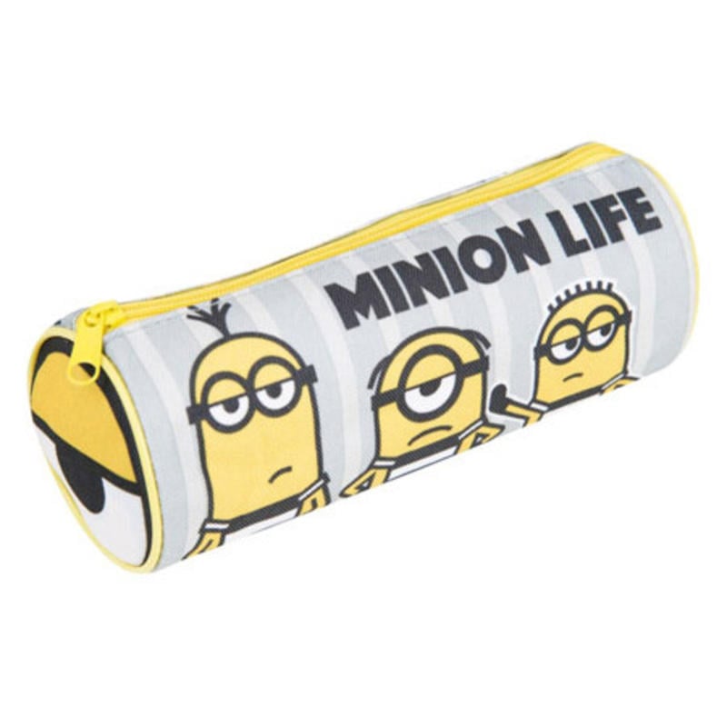 Bolso portatodo minions cilindrico de nylon con cremallera