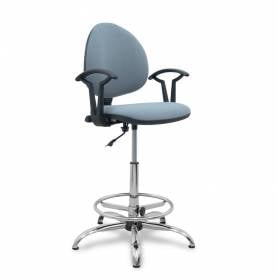 Taburete Smart micro gris brazos fijos base cromada y topes