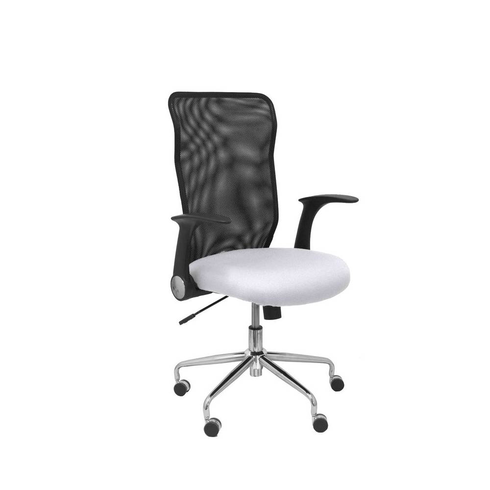 Silla Minaya respaldo malla negro asiento bali blanco