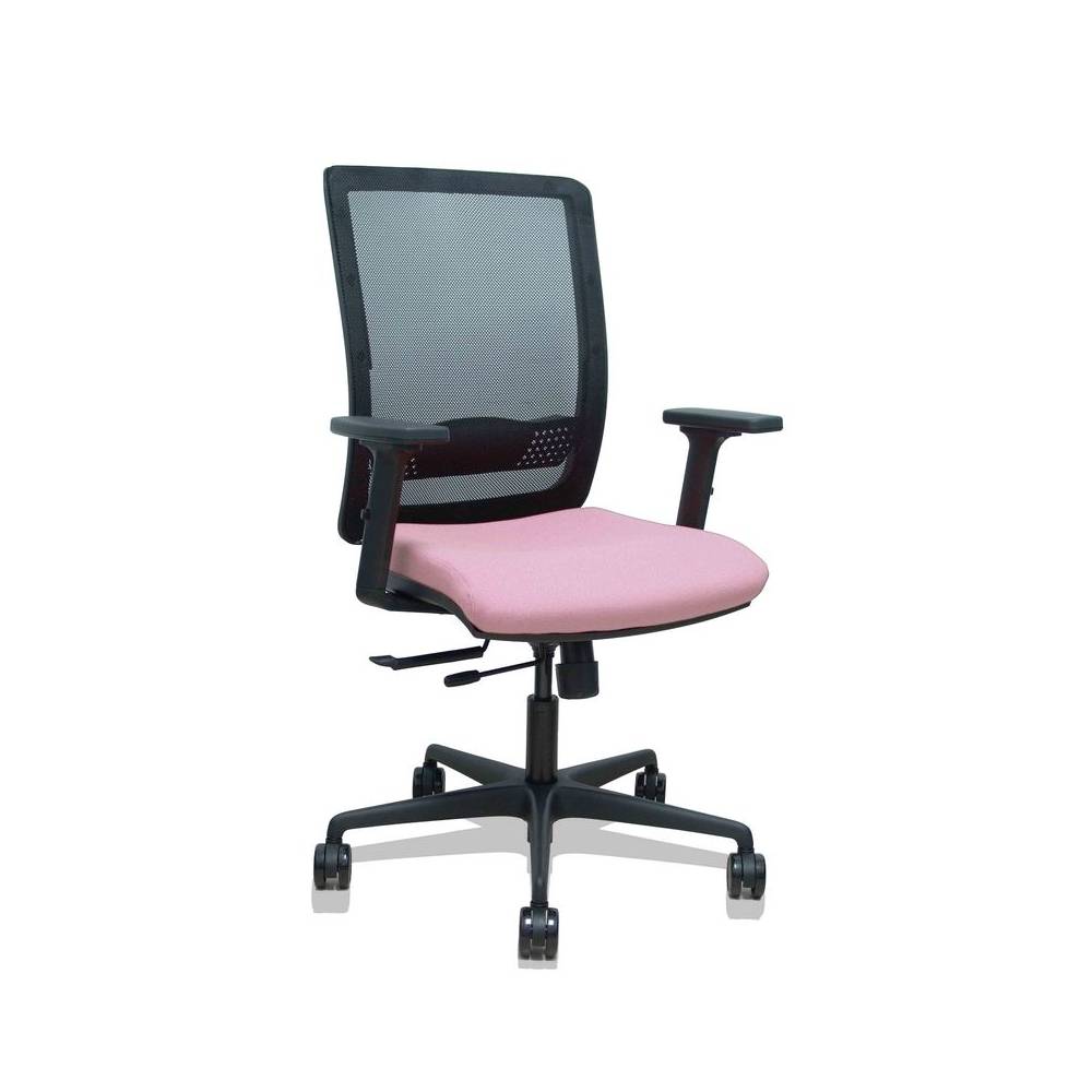 Silla Haches traslack malla negra asiento bali rosa brazos 2D ruedas 65mm