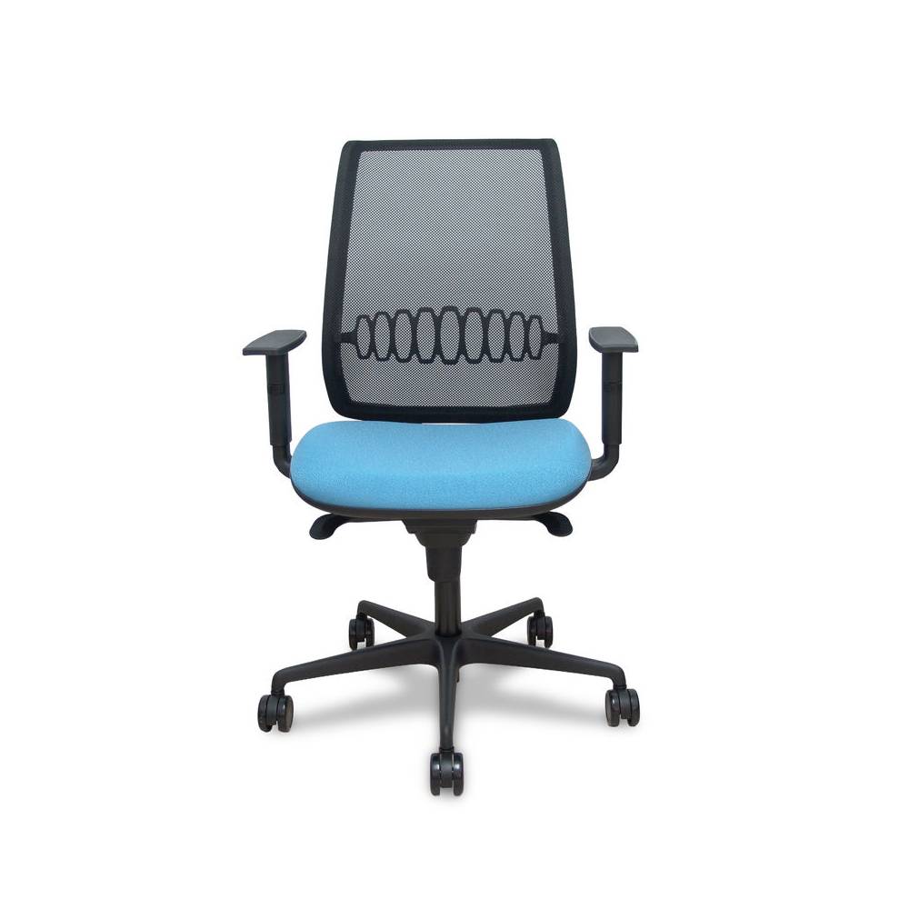 Silla Alares sincro malla negra bali azul cielo brazo regulable