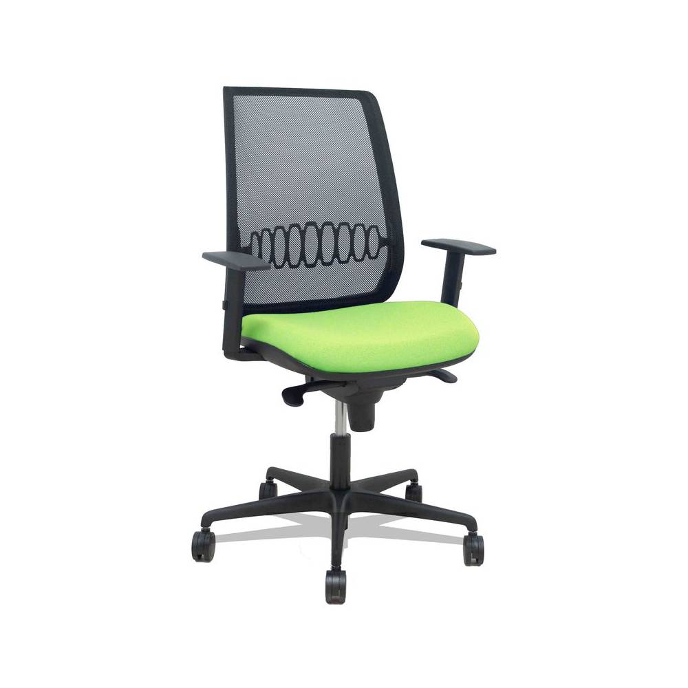 Silla Alares sincro malla negra bali pistacho brazo regulable