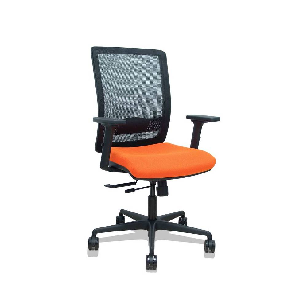 Silla Haches traslack malla negra asiento bali naranja brazos 2D ruedas 65mm