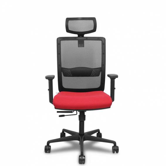 Silla Haches traslack malla negra asiento bali rojo brazos 2D ruedas 65mm cabecero regulable