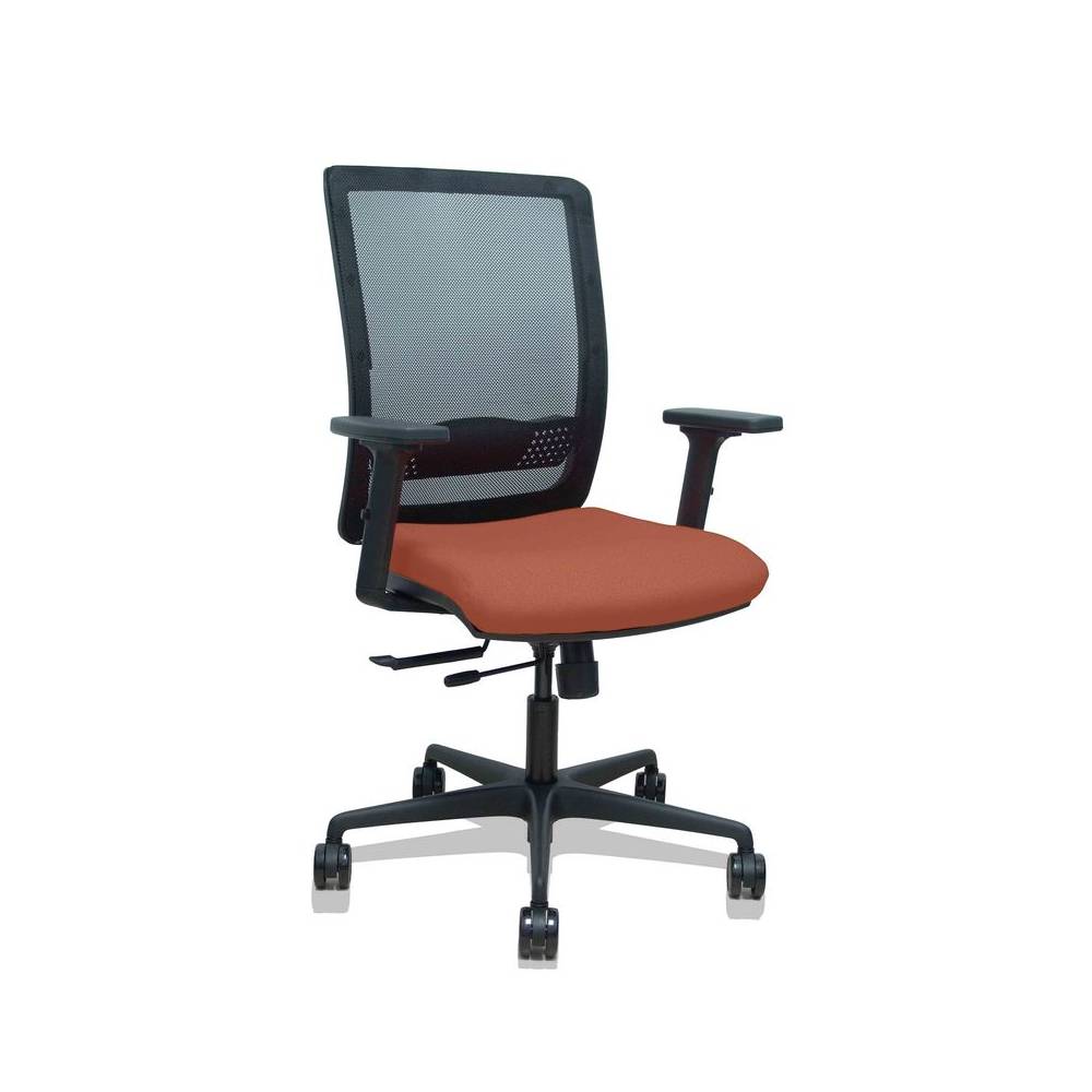 Silla Haches traslack malla negra asiento bali marrón brazos 2D ruedas 65mm