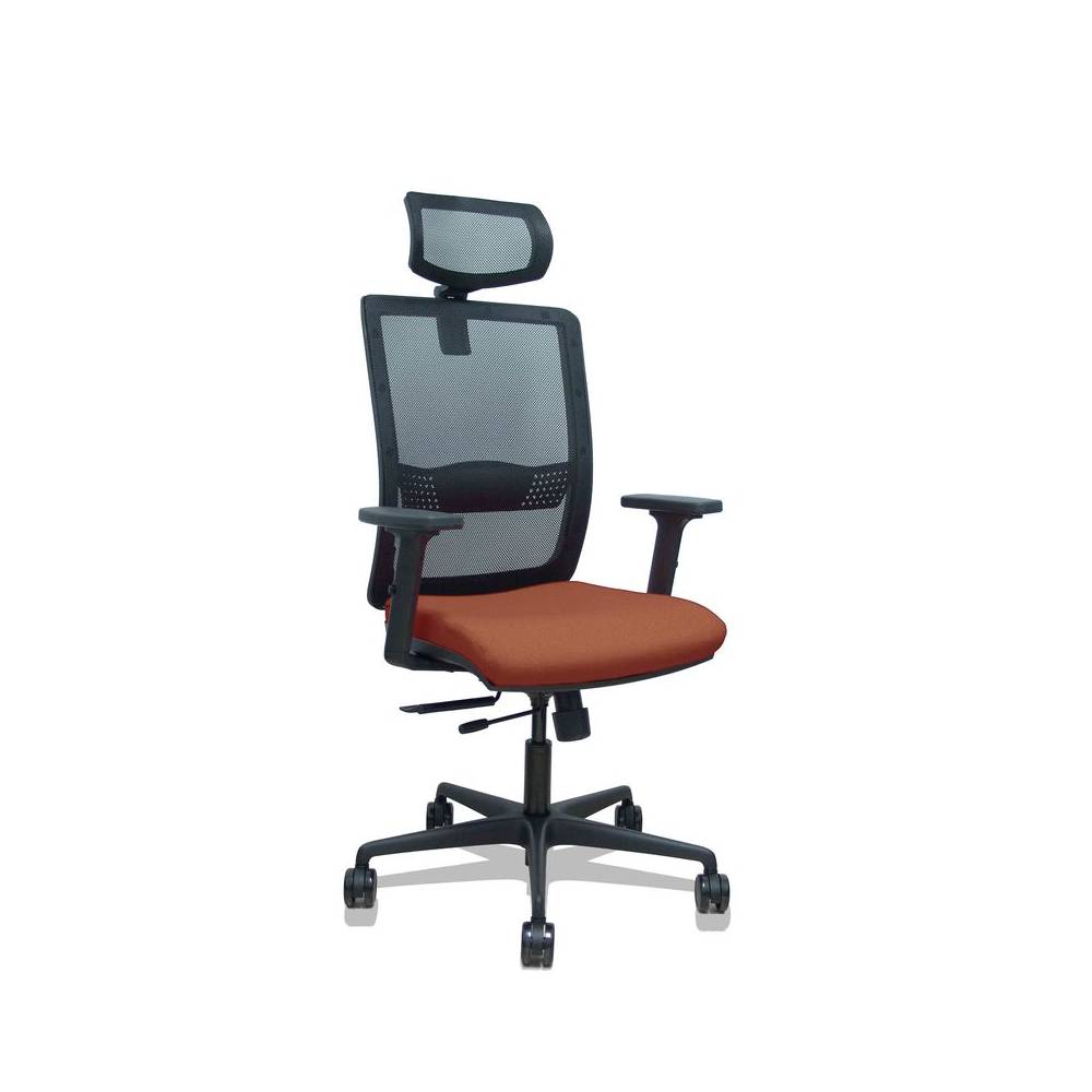 Silla Haches traslack malla negra asiento bali marrón brazos 2D ruedas 65mm cabecero regulable