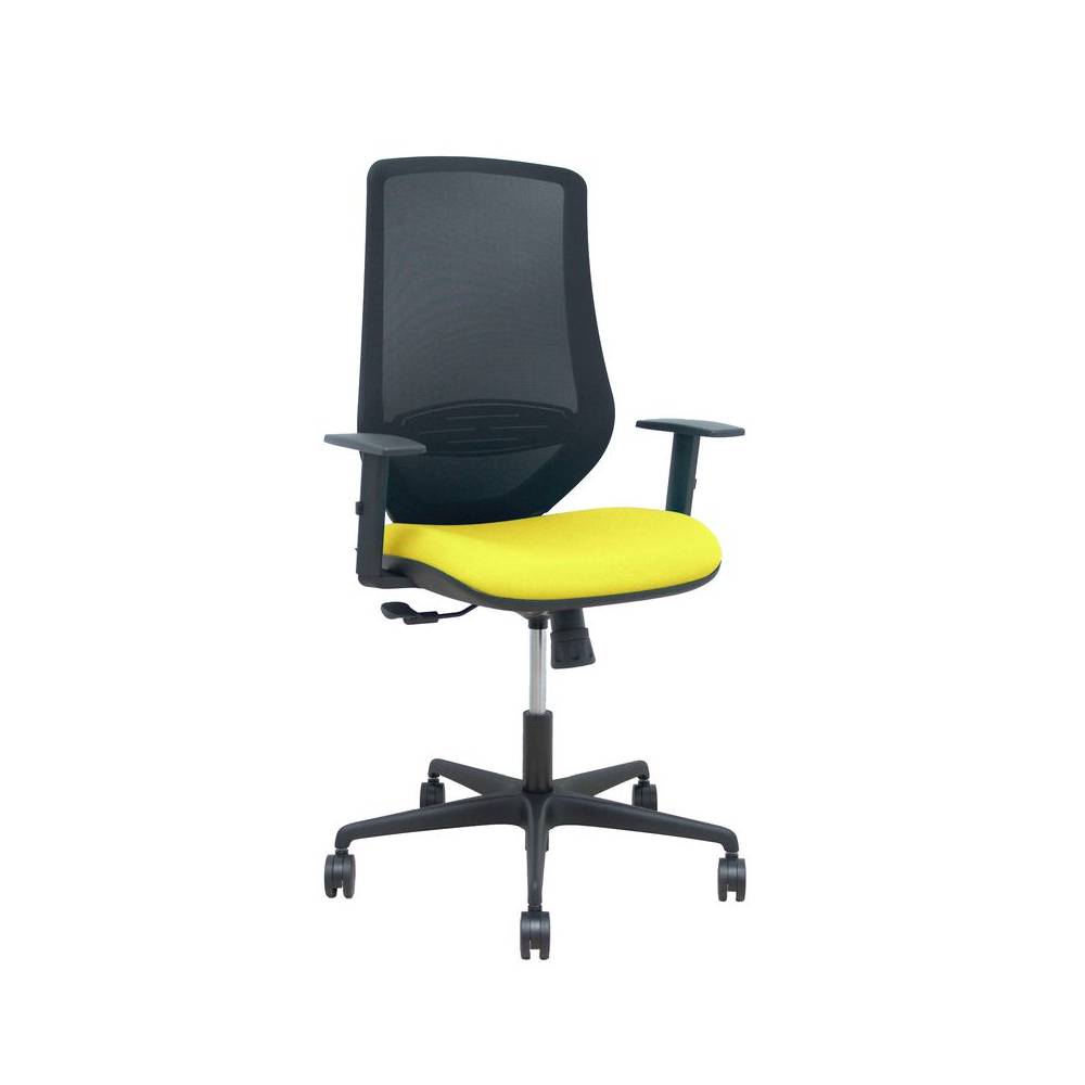 Silla Mardos sincro malla negra bali amarillo brazo regulable