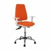 Silla de oficina ergonómica blanca asiento naranja con mecanismo regulable en altura y brazos regulables - 1014ASB305B5CRRP