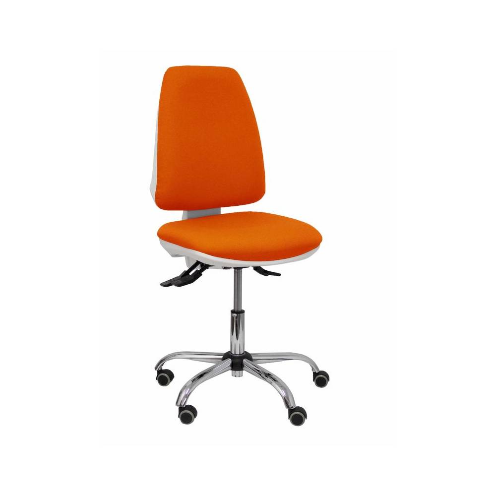 Silla Elche blanca asincro bali naranja oscuro ruedas de parqué