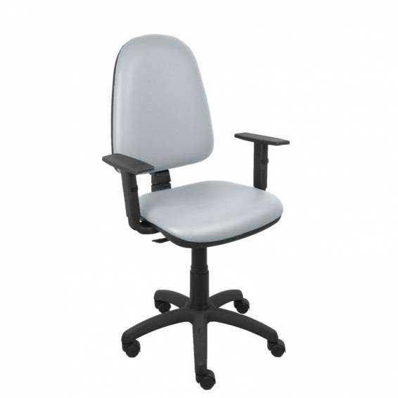 Silla Aýna similpiel gris claro brazos regulables