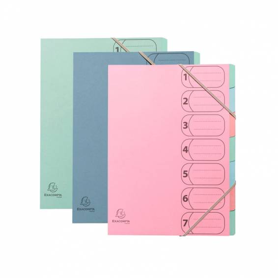 Carpeta clasificadora exacompta autentik 7 departamentos din a4+ carton reciclado colores surtidos - 56239E