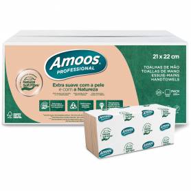 Toalla secamanos amoos professional naturally soft 2 capas pasta cruda 21x220 cm paquete de 200 unidades - N662242