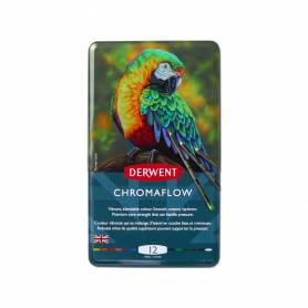 Lapices de colores derwent chromaflow caja metalica de 12 unidades colores surtidos - 2305856