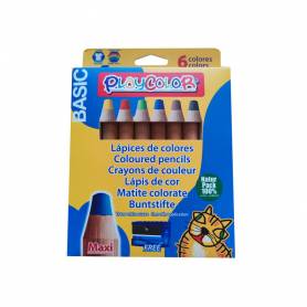 Lapices de colores playcolor maxi basic caja de 6 unidades colores surtidos - 20621