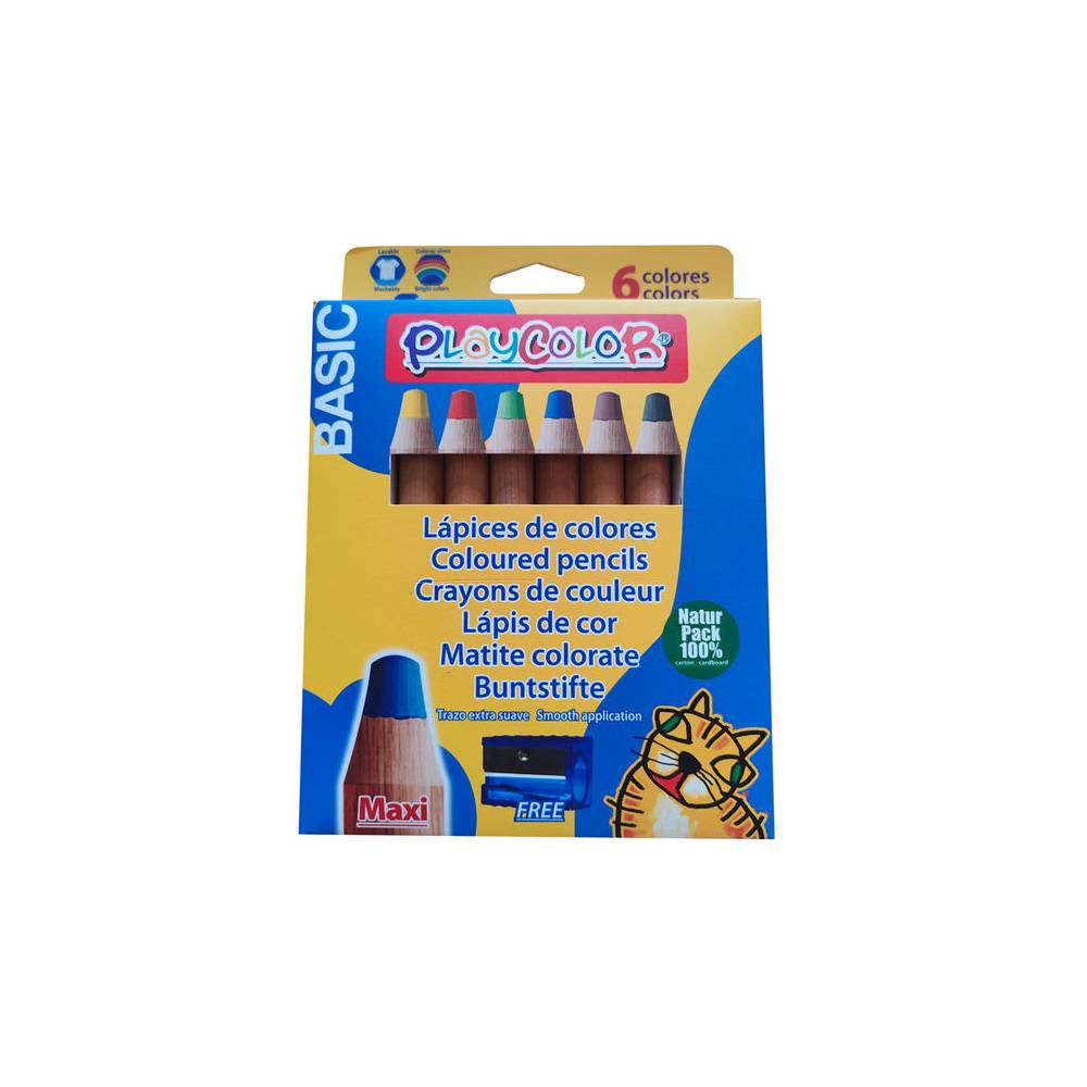 Lapices de colores playcolor maxi basic caja de 6 unidades colores surtidos - 20621