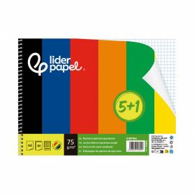 Cuaderno espiral liderpapel din a4 smart tapa blanda 80h 75gr cuadro 4 mm con margen pack 5+1 colores surtidos - BF184