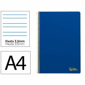Cuaderno espiral liderpapel din a4 smart tapa blanda 80h 75gr pauta 3,5mm con margen color azul oscuro - BF161