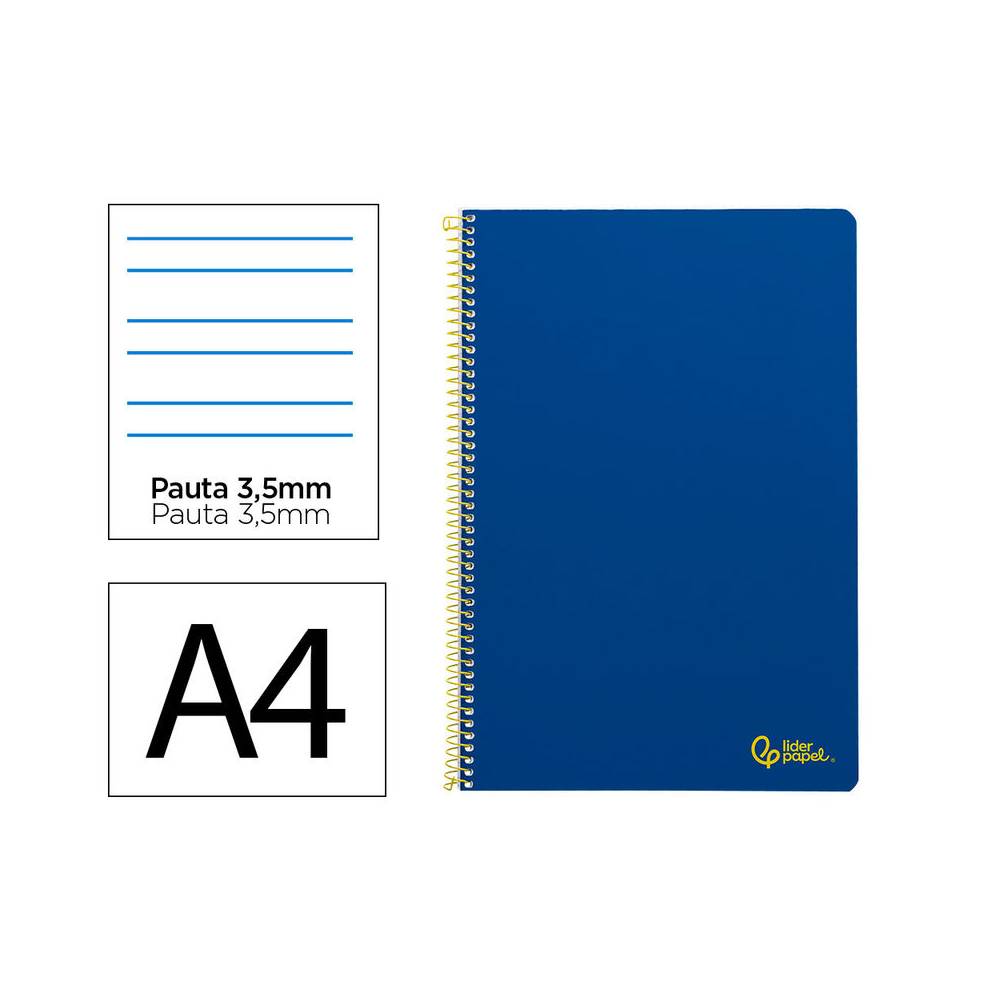 Cuaderno espiral liderpapel din a4 smart tapa blanda 80h 75gr pauta 3,5mm con margen color azul oscuro - BF161