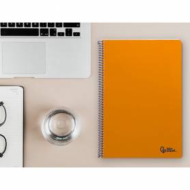 Cuaderno espiral liderpapel din a4 smart tapa blanda 80h 75gr pauta 3,5mm con margen color naranja - BF162