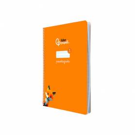 Cuaderno espiral liderpapel di n a4 pautaguia tapa blanda 80h 75 gr cuadro pautado 3mm color naranja - BF109