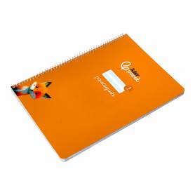 Cuaderno espiral liderpapel di n a4 pautaguia tapa blanda 80h 75 gr cuadro pautado 3mm color naranja - BF109