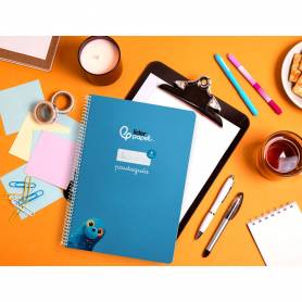 Cuaderno espiral liderpapel di n a4 pautaguia tapa blanda 80h 75 gr cuadro pautado 4mm color azul - BF113