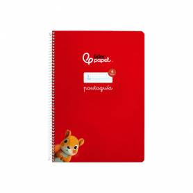 Cuaderno espiral liderpapel di n a4 pautaguia tapa blanda 80h 75 gr cuadro pautado 4mm color rojo - BF116