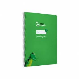 Cuaderno espiral liderpapel di n a4 pautaguia tapa blanda 80h 75 gr cuadro pautado 4mm color verde - BF117