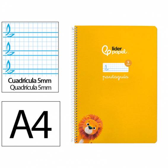 Cuaderno espiral liderpapel di n a4 pautaguia tapa blanda 80h 75 gr cuadro pautado 5mm color amarillo - BF118 Cuaderno espiral liderpapel di n a4 pautaguia tapa blanda 80h 75 gr cuadro pautado 5mm color amarillo - BF118