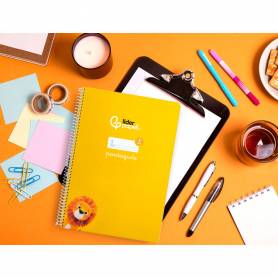 Cuaderno espiral liderpapel di n a4 pautaguia tapa blanda 80h 75 gr cuadro pautado 5mm color amarillo - BF118