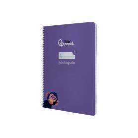 Cuaderno espiral liderpapel di n a4 pautaguia tapa blanda 80h 75 gr cuadro pautado 5mm color lila - BF120