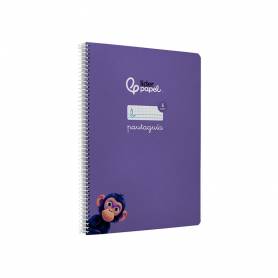 Cuaderno espiral liderpapel di n a4 pautaguia tapa blanda 80h 75 gr cuadro pautado 5mm color lila - BF120