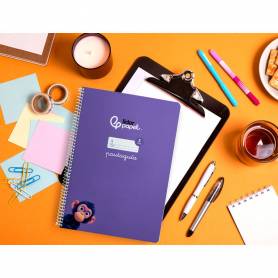 Cuaderno espiral liderpapel di n a4 pautaguia tapa blanda 80h 75 gr cuadro pautado 5mm color lila - BF120