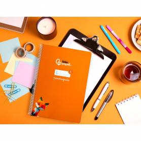 Cuaderno espiral liderpapel di n a4 pautaguia tapa blanda 80h 75 gr cuadro pautado 5mm color naranja - BF121