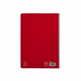 Cuaderno espiral liderpapel di n a4 pautaguia tapa blanda 80h 75 gr cuadro pautado 5mm color rojo - BF122