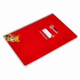 Cuaderno espiral liderpapel di n a4 pautaguia tapa blanda 80h 75 gr cuadro pautado 5mm color rojo - BF122