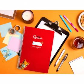 Cuaderno espiral liderpapel di n a4 pautaguia tapa blanda 80h 75 gr cuadro pautado 5mm color rojo - BF122