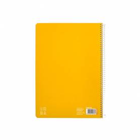 Cuaderno espiral liderpapel din a4 pautaguia tapa dura 80h 90 gr cuadro pautado 4mm color amarillo - BF136