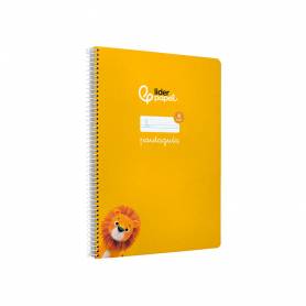 Cuaderno espiral liderpapel din a4 pautaguia tapa dura 80h 90 gr cuadro pautado 4mm color amarillo - BF136