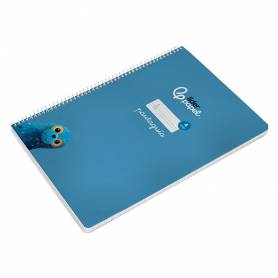 Cuaderno espiral liderpapel din a4 pautaguia tapa dura 80h 90 gr cuadro pautado 4mm color azul - BF137