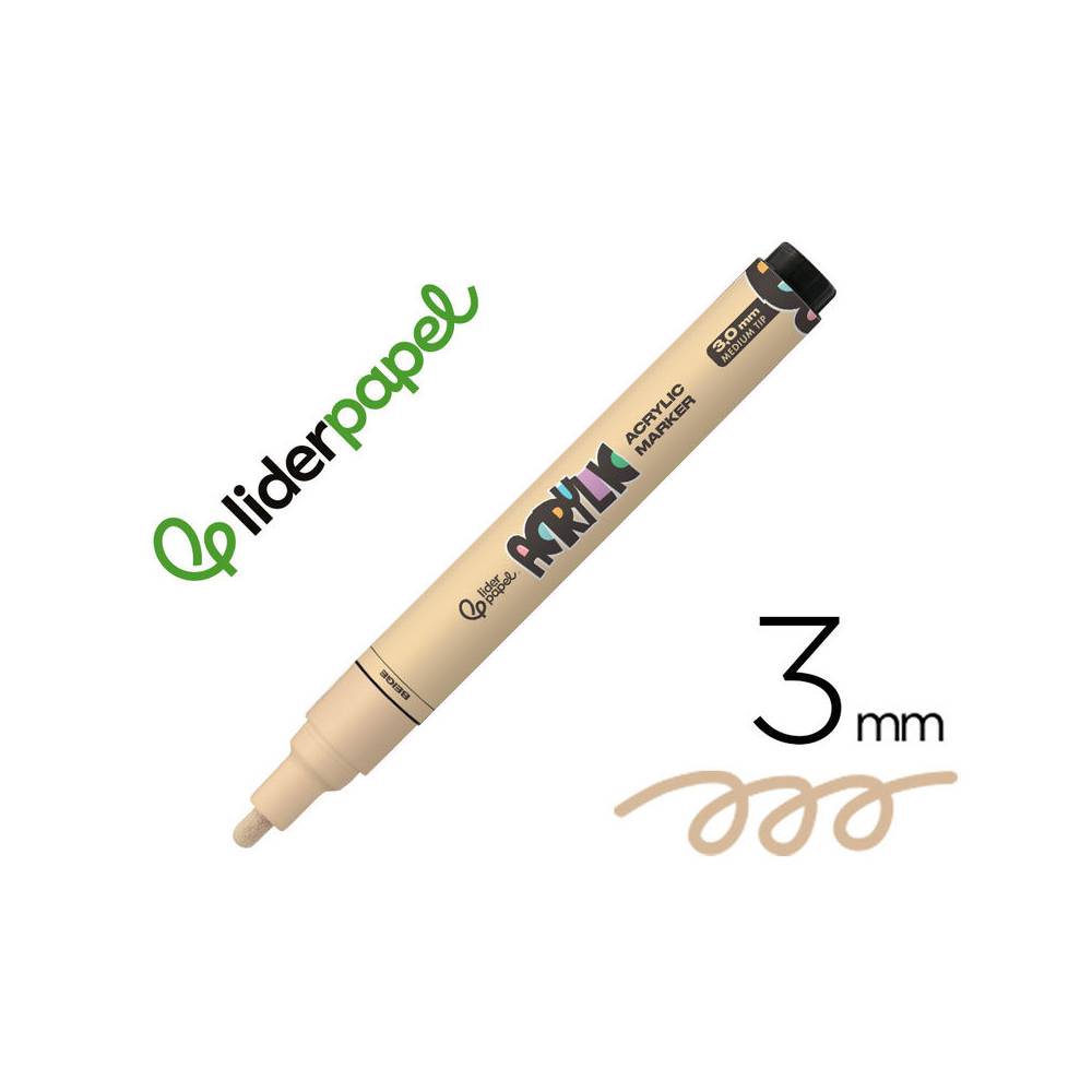 Rotulador liderpapel acrylic base agua todo tipo de superficie punta redonda 3 mm beige - RT51