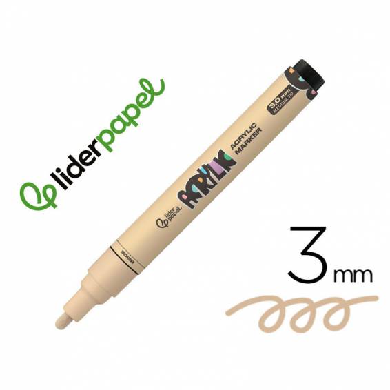 Rotulador liderpapel acrylic base agua todo tipo de superficie punta redonda 3 mm beige - RT51 Rotulador liderpapel acrylic base agua todo tipo de superficie punta redonda 3 mm beige - RT51