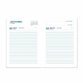 Agenda escolar liderpapel 25-26 espiral cars turquesa dia pagina a5 bilingüe papel fsc 80 gr - LP596