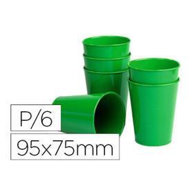 Vaso de abs verde con borde grueso redondeado apto microondas y lavavajillas 95x75 mm pack de 6 unidades