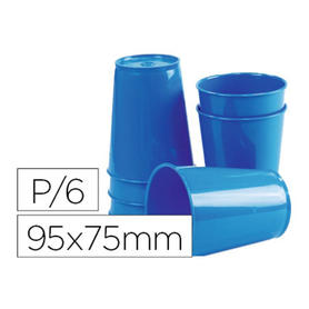 Vaso de abs azul con borde grueso redondeado apto microondas y lavavajillas 95x75 mm pack de 6 unidades