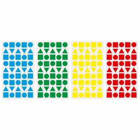 Gomets liderpapel figuras surtidas bolsa de 12 hojas figuras geometricas medianas colores surtidos - GT04