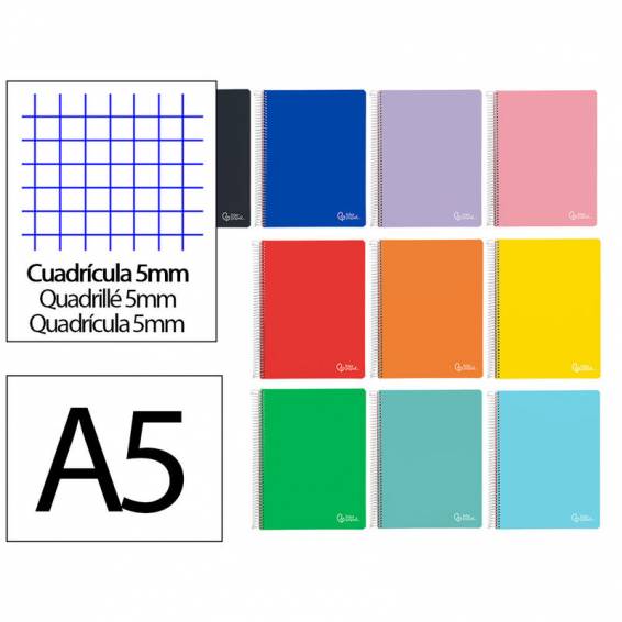 Cuaderno espiral liderpapel a5 micro witty tapa dura 120h 90gr cuadro 5mm 5 bandas 6 taladros colores surtidos - BJ06 Cuaderno espiral liderpapel a5 micro witty tapa dura 120h 90gr cuadro 5mm 5 bandas 6 taladros colores surtidos - BJ06