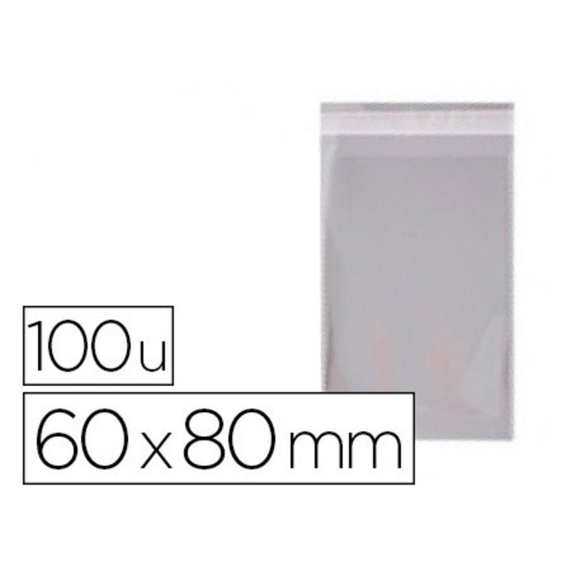 Bolsa polipropileno apli 60x80 mm transparente cierre adhesivo paquete de 100 unidades