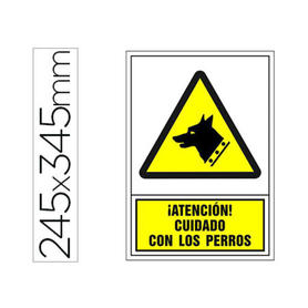 Pictograma syssa señal de advertencia atencion! cuidado con los perros en pvc 245x345 mm